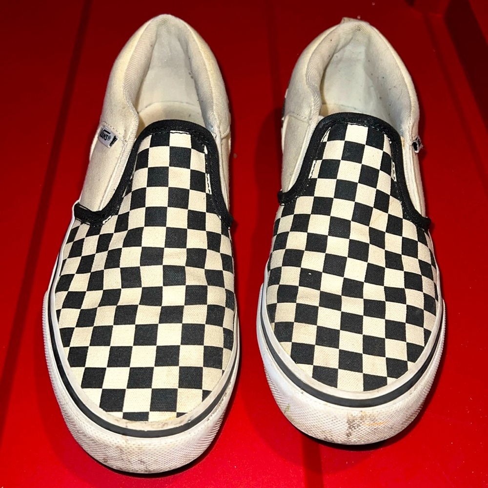 Checkered van slip ons